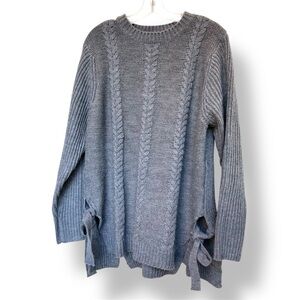 Gray cableknit tunic sweater
